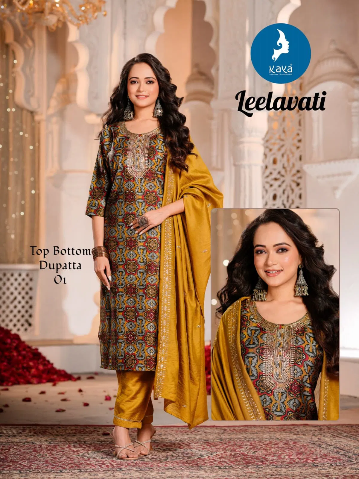 Leelawati By Kaya Modal Printed Kurti With Bottom Dupatta Suppliers In India